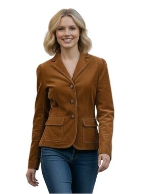 Theory Y2K Corduroy Blazer Brown Caramel Fitted Jacket Women’s 4 Minimalist